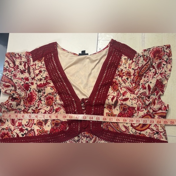 Torrid Size 4 Mini Gauze Lace-Up Skater Dress Red Paisley Print 4X Plus - Picture 3 of 7